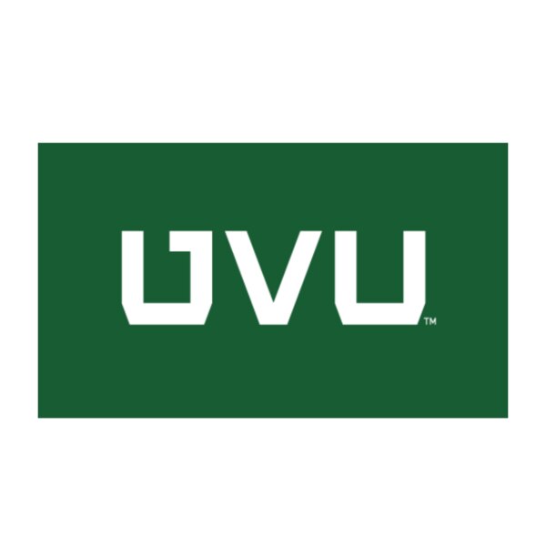 2x3 foot green flag with a white Utah Valley Wolverines logo on the front with grommets to hang.